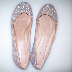 Gianni Bini sz 8   Gold Ballet flat  slip on  with rhinestones  like new